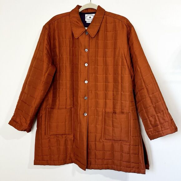 Arleen Bowman Chin Chin Silk Quilted Jacket Rust Orange Purple Women’s M Vintage - Picture 1 of 11